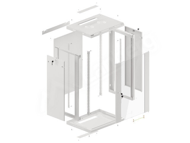 RACKSKÅP 19" VÄGGMONTERAT 18U/600X450 (FLAT PACK) GRÅ LANBERG V2