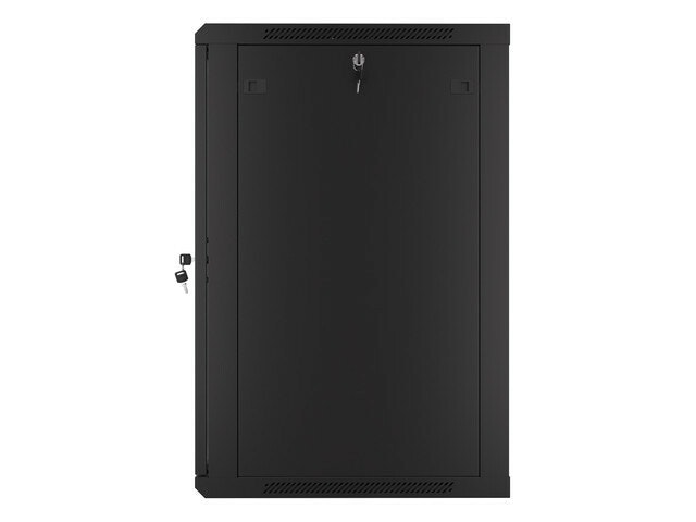 RACKSKÅP 19" VÄGGMONTERAT 18U/600X600 (FLAT PACK) MED GLASDÖRR SVART LANBERG V2
