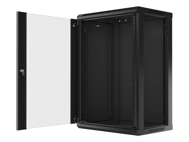 RACKSKÅP 19" VÄGGMONTERAT 18U/600X450 (FLAT PACK) MED GLASDÖRR SVART LANBERG V2