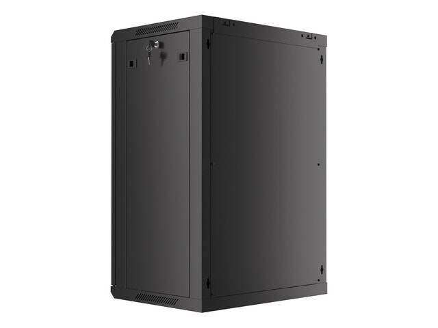 RACKSKÅP 19" VÄGGMONTERAT 18U/600X450 (FLAT PACK) MED GLASDÖRR SVART LANBERG V2