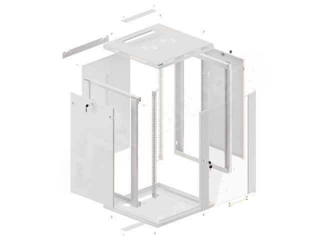 RACKSKÅP 19" VÄGGMONTERAT 18U/600X600 (FLAT PACK) GRÅ LANBERG V2