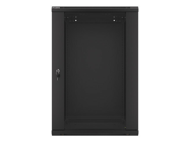 RACKSKÅP 19" VÄGGMONTERAT 18U/600X600 (FLAT PACK) MED GLASDÖRR SVART LANBERG V2