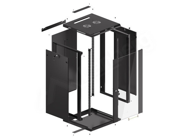 RACKSKÅP 19" VÄGGMONTERAT 22U/600X600 (FLAT PACK) SVART LANBERG V2