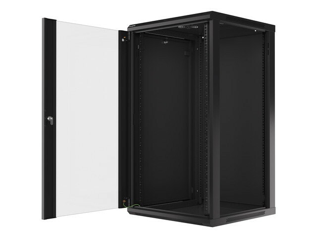 RACKSKÅP 19" VÄGGMONTERAT 22U/600X600 (FLAT PACK) SVART LANBERG V2