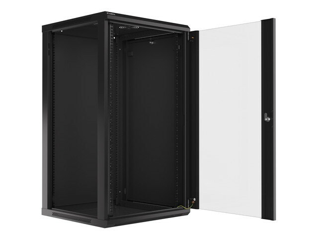 RACKSKÅP 19" VÄGGMONTERAT 22U/600X600 (FLAT PACK) SVART LANBERG V2