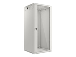 RACKSKÅP 19" VÄGGMONTERAT 27U/600X600 (FLAT PACK) MED GLASDÖRR GRÅ LANBERG V2
