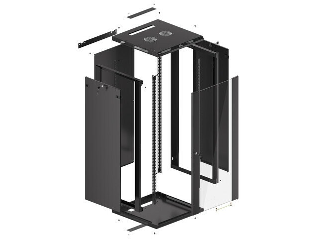 RACKSKÅP 19" VÄGGMONTERAT 27U/600X600 (FLAT PACK) SVART LANBERG V2