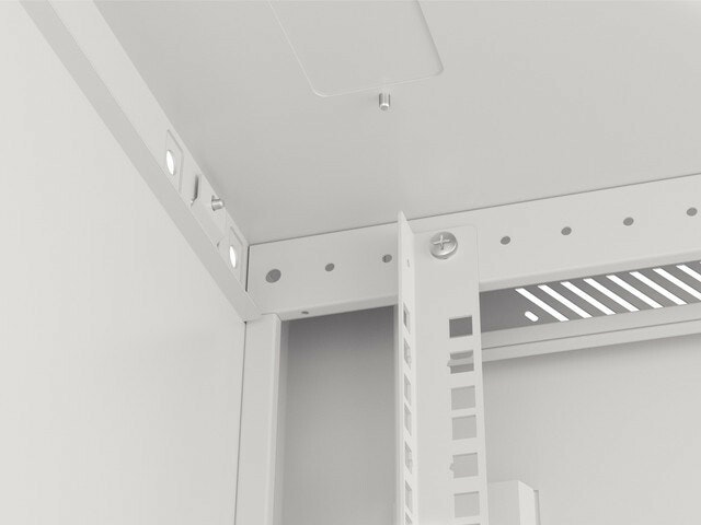 RACKSKÅP 19" VÄGGMONTERAT 27U/600X600 (FLAT PACK) MED GLASDÖRR GRÅ LANBERG V2
