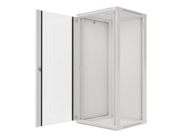 RACKSKÅP 19" VÄGGMONTERAT 27U/600X600 (FLAT PACK) MED GLASDÖRR GRÅ LANBERG V2