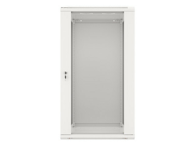 RACKSKÅP 19" VÄGGMONTERAT 22U/600X600 (FLAT PACK) MED GLASDÖRR GRÅ LANBERG V2
