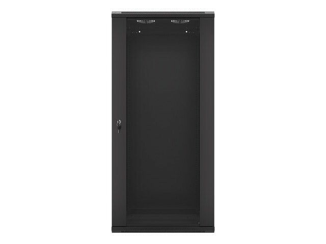 RACKSKÅP 19" VÄGGMONTERAT 27U/600X450 (FLAT PACK) MED GLASDÖRR SVART LANBERG V2