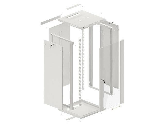 RACKSKÅP 19" VÄGGMONTERAT 27U/600X600 (FLAT PACK) MED GLASDÖRR GRÅ LANBERG V2