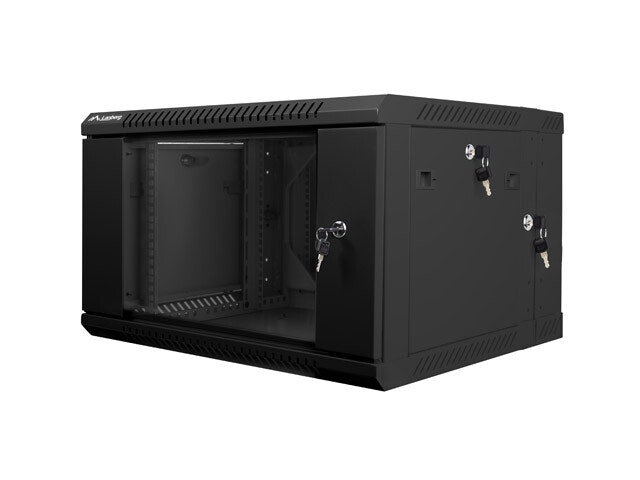 RACKSKÅP 19" VÄGGMONTERAT MED DUBBLA SEKTIONER 6U/600X600 (FLAT PACK) SVART LANBERG