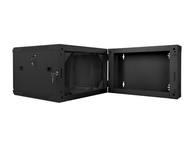 RACKSKÅP 19" VÄGGMONTERAT MED DUBBLA SEKTIONER 6U/600X600 (FLAT PACK) SVART LANBERG