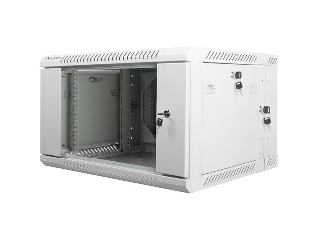 RACKSKÅP 19" VÄGGMONTERAT MED DUBBLA SEKTIONER 6U/600X600 (FLAT PACK) GRÅ LANBERG