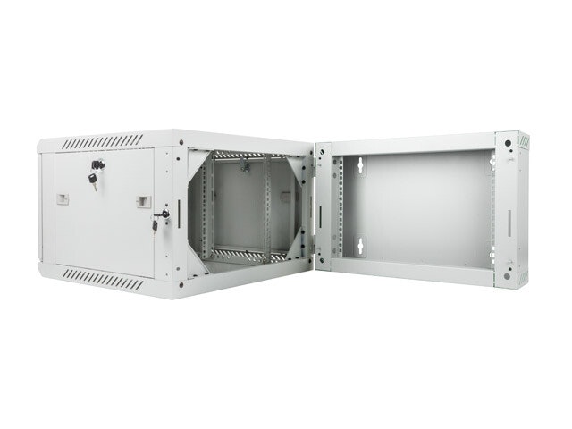 RACKSKÅP 19" VÄGGMONTERAT MED DUBBLA SEKTIONER 6U/600X600 (FLAT PACK) GRÅ LANBERG