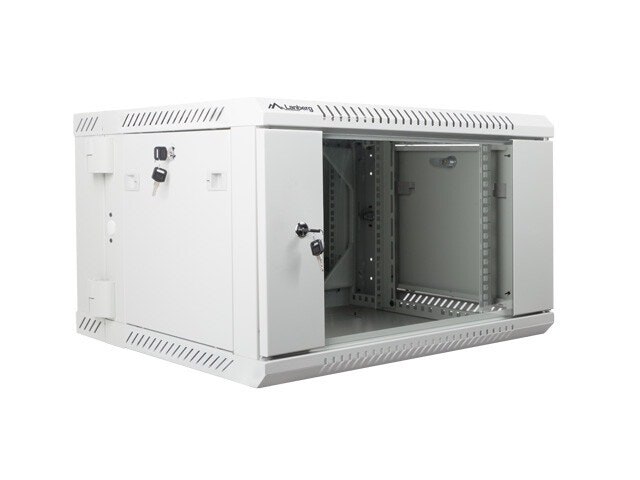 RACKSKÅP 19" VÄGGMONTERAT MED DUBBLA SEKTIONER 6U/600X600 (FLAT PACK) GRÅ LANBERG