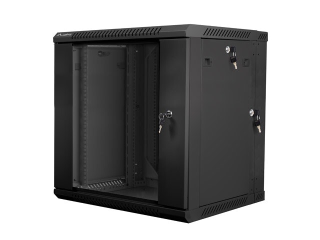 RACKSKÅP 19" DUBBEL SEKTION VÄGGMONTERAT 12U/600X600 (FLAT PACK) SVART LANBERG
