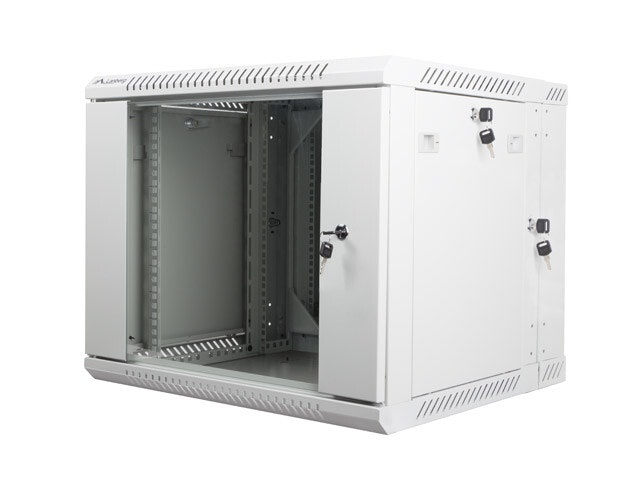 RACKSKÅP 19" VÄGGMONTERAT MED DUBBLA SEKTIONER 9U/600X600 (FLAT PACK) GRÅ LANBERG