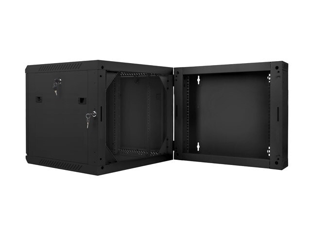 RACKSKÅP 19" VÄGGMONTERAT MED DUBBLA SEKTIONER 9U/600X600 (FLAT PACK) SVART LANBERG
