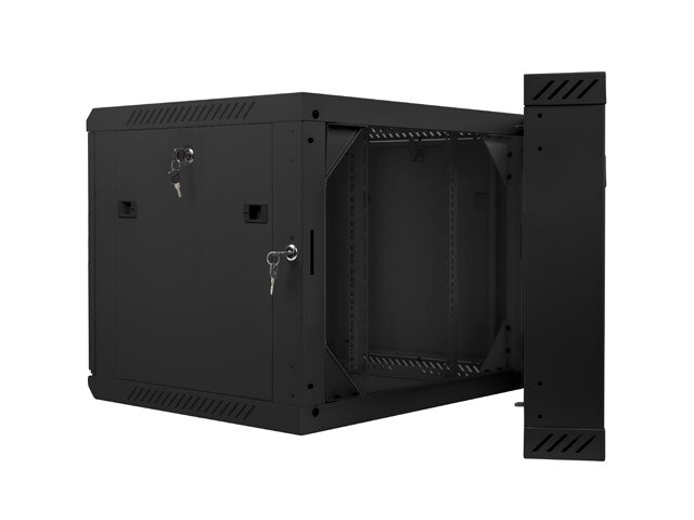 RACKSKÅP 19" VÄGGMONTERAT MED DUBBLA SEKTIONER 9U/600X600 (FLAT PACK) SVART LANBERG