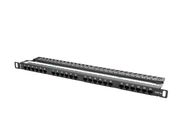 PATCHPANEL 24 PORT 0,5U 19" CAT.5E UTP SVART LANBERG