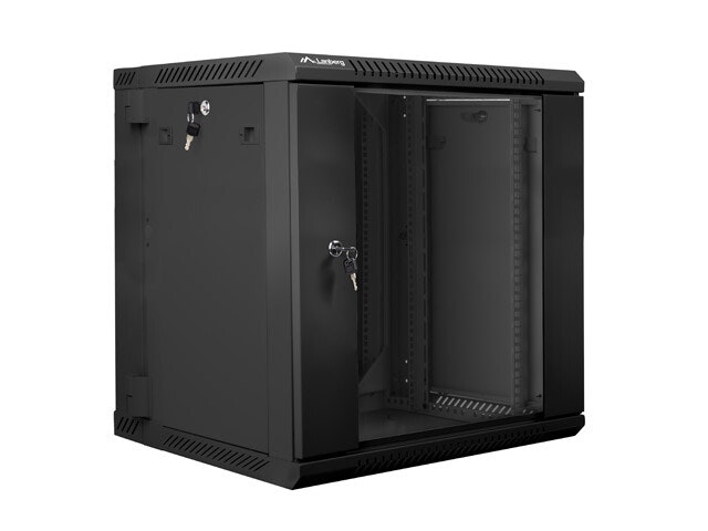 RACKSKÅP 19" DUBBEL SEKTION VÄGGMONTERAT 12U/600X600 (FLAT PACK) SVART LANBERG