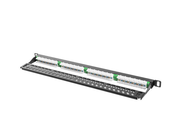 PATCHPANEL 24 PORT 0,5U 19" CAT.5E UTP SVART LANBERG