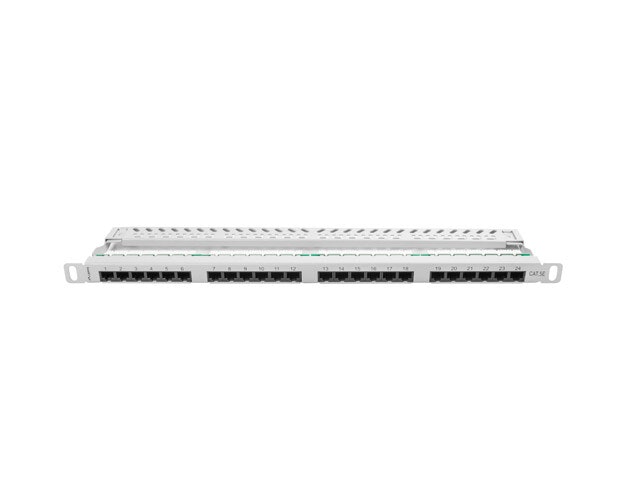 PATCHPANEL 24 PORT 0,5U 19" CAT.5E UTP GRÅ LANBERG