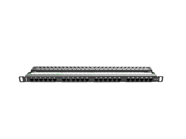 PATCHPANEL 24 PORT 0,5U 19" CAT.5E UTP SVART LANBERG