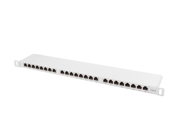 PATCHPANEL 24 PORT 0,5U 19" CAT.6 FTP SKÄRMAD GRÅ LANBERG