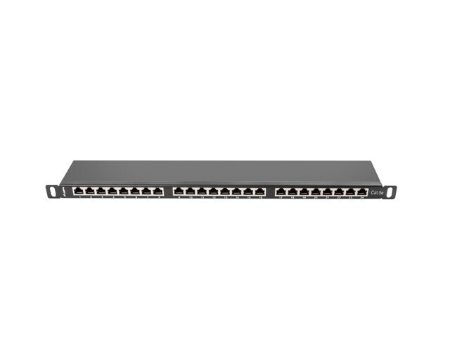 PATCHPANEL 24 PORT 0,5U 19" CAT.5E FTP SKÄRMAD SVART LANBERG