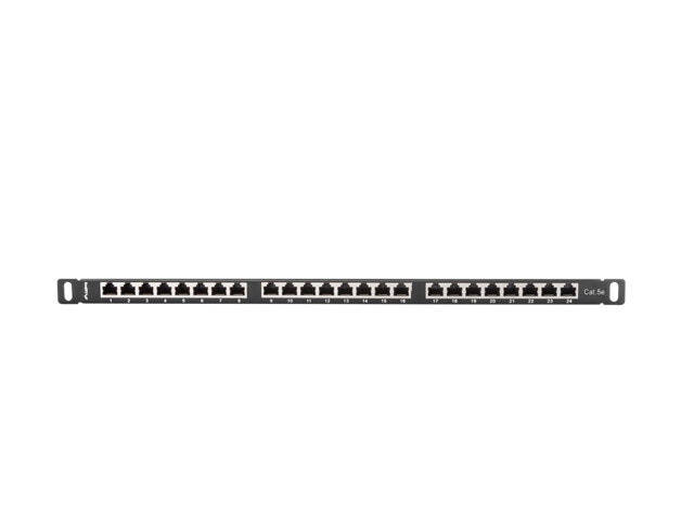 PATCHPANEL 24 PORT 0,5U 19" CAT.5E FTP SKÄRMAD SVART LANBERG