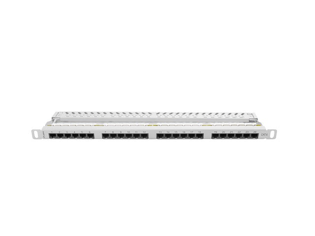 PATCHPANEL 24 PORT 0,5U 19" CAT.6 UTP GRÅ LANBERG