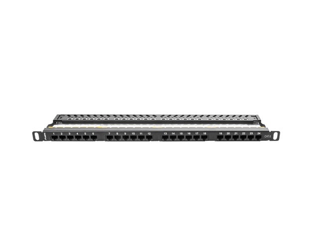 PATCHPANEL 24 PORT 0,5U 19" CAT.6 UTP SVART LANBERG