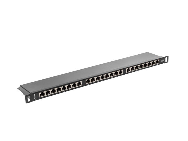 PATCHPANEL 24 PORT 0,5U 19" CAT.6 FTP SKÄRMAD SVART LANBERG