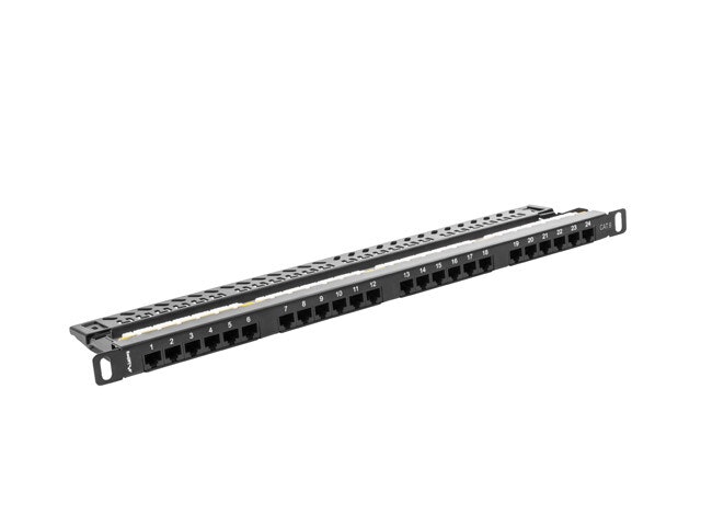 PATCHPANEL 24 PORT 0,5U 19" CAT.6 UTP SVART LANBERG