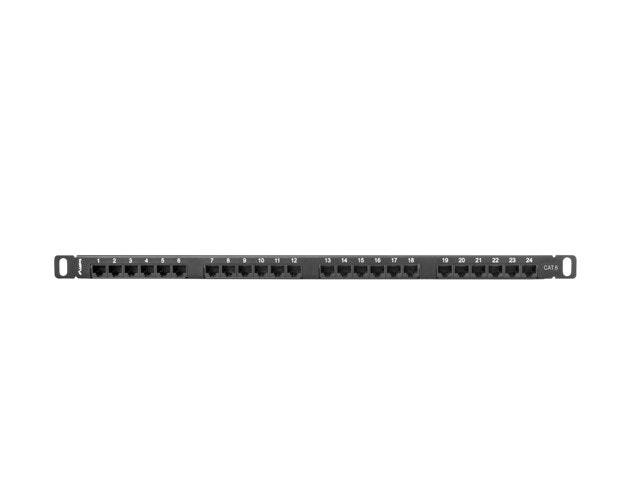 PATCHPANEL 24 PORT 0,5U 19" CAT.6 UTP SVART LANBERG