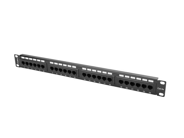 PATCHPANEL 24 PORT 1U 19" CAT.5E UTP SVART LANBERG