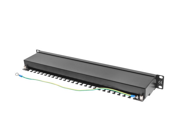 PATCHPANEL 24 PORT 1U 19" CAT.5E FTP SKÄRMAD SVART LANBERG