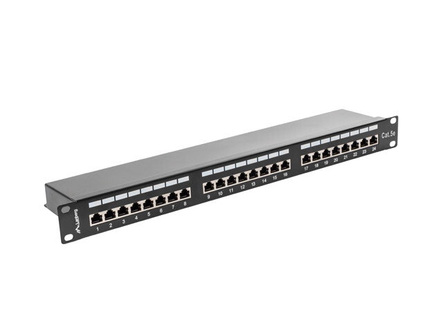 PATCHPANEL 24 PORT 1U 19" CAT.5E FTP SKÄRMAD SVART LANBERG
