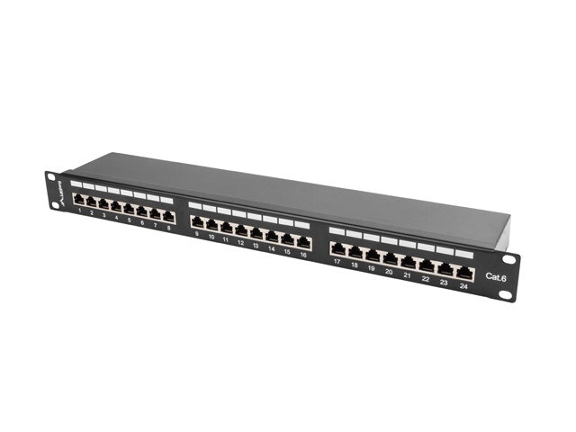 PATCHPANEL 24 PORT 1U 19" CAT.6 FTP SKÄRMAD SVART LANBERG