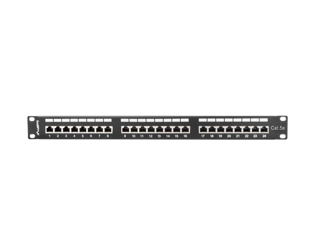 PATCHPANEL 24 PORT 1U 19" CAT.5E FTP SKÄRMAD SVART LANBERG