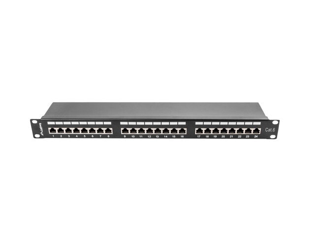 PATCHPANEL 24 PORT 1U 19" CAT.6 FTP SKÄRMAD SVART LANBERG