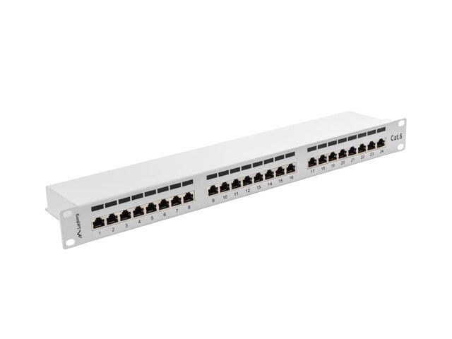 PATCHPANEL 24 PORT 1U 19" CAT.6 FTP SKÄRMAD GRÅ LANBERG