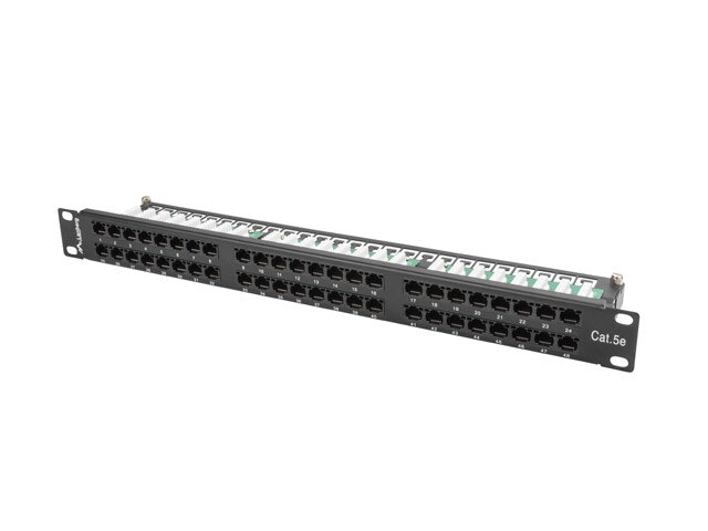 PATCHPANEL 48 PORT 1U 19" CAT.5E UTP SVART LANBERG