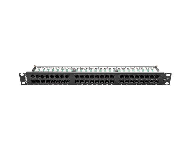 PATCHPANEL 48 PORTAR 1U 19" CAT.6 UTP SVART LANBERG