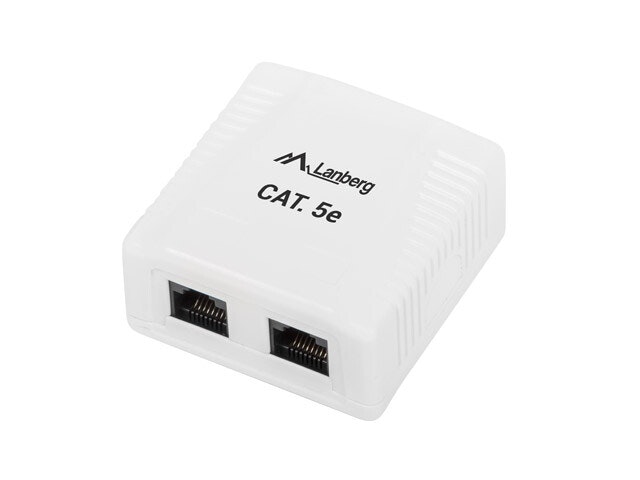 YTMONTERINGSDOSA CAT.5E UTP OSKÄRMAD 2X RJ45 VIT LANBERG