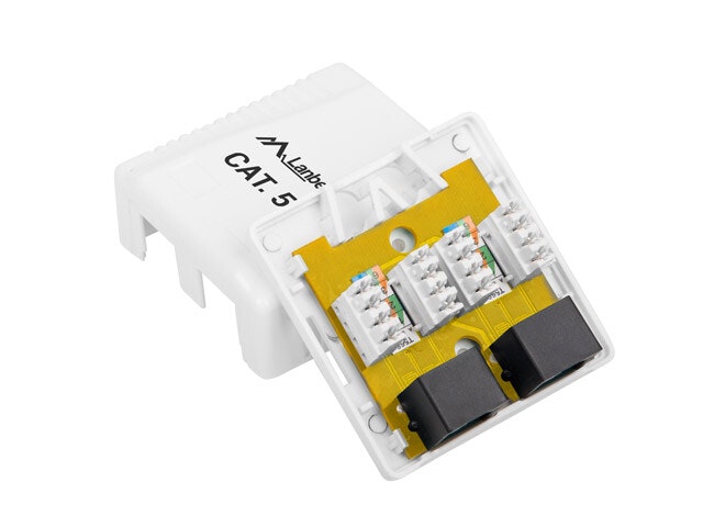 YTMONTERINGSDOSA CAT.5E UTP OSKÄRMAD 2X RJ45 VIT LANBERG