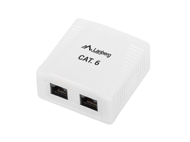 YTMONTERINGSDOSA CAT.6 UTP OSKÄRMAD 2X RJ45 VIT LANBERG